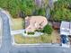 Two-story house with a brick facade, seen from an aerial view at 1896 Alcovy Bluff Way, Lawrenceville, GA 30045