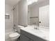Modern bathroom with marble tile, a vanity, and a shower/tub combo at 2396 Abner Nw Pl, Atlanta, GA 30318