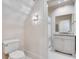 Clean bathroom with white vanity, shower, and marble-look tile floors at 187 Fontaine Sw Rd, Mableton, GA 30126