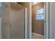 Simple bathroom with shower stall and updated vanity at 304 Ridge Hill Cir, Canton, GA 30115