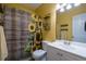 Bathroom with sunflower shower curtain and updated vanity at 304 Ridge Hill Cir, Canton, GA 30115