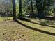 Partially sunny backyard with trees and ground cover at 6883 Lakeshore Dr, Douglasville, GA 30135