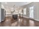 Modern kitchen with an island and stainless steel appliances at 2423 Rosapenna Nw Ln, Kennesaw, GA 30152