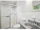 Clean bathroom with shower, toilet and grey vanity at 5560 Kingsport Dr # 27, Atlanta, GA 30342