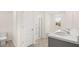 Modern bathroom with double vanity and shower at 536 Whitman (2010) Ln, Stockbridge, GA 30281