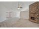 Living room showcasing stone fireplace and high ceilings at 4011 Lafayette Way, Loganville, GA 30052