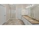 Double vanity bathroom with granite and shower at 4011 Lafayette Way, Loganville, GA 30052