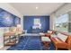 Home office with blue accent wall, leather chairs and desk at 1261 Arnhem Dr, Hampton, GA 30228