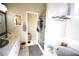Bathroom features a double vanity, shower, and garden tub at 1025 Copper Creek Dr, Canton, GA 30114