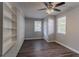 Spacious bedroom with built-in shelving and wood-look flooring at 2308 Sheryl Dr, Decatur, GA 30032