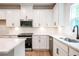 Modern kitchen with white cabinets, quartz countertops and island at 134 Henley St, Canton, GA 30114