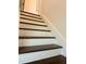 Modern staircase with dark wood treads and white risers at 2534 Creekview Sw Dr, Marietta, GA 30008