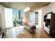 Modern living room with hardwood floors and city views at 400 W Peachtree Nw St # 1713, Atlanta, GA 30308