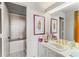 Bathroom with a vanity, tub, and tiled flooring at 2660 Peachtree Nw Rd # 18G, Atlanta, GA 30305