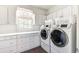 Laundry room with white cabinets, washer, and dryer at 57 Northwood Ne Ave, Atlanta, GA 30309