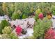 Luxury home with stone and wood exterior, viewed from above at 879 Big Horn Hollow, Suwanee, GA 30024
