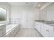Bathroom boasts double vanity, soaking tub, and tile flooring at 4203 Shandi Cv, Hoschton, GA 30548