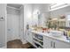 Elegant bathroom with double vanity, large shower, and separate tub at 145 Oak Forest Dr, Oxford, GA 30054