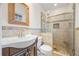 Updated bathroom with a tiled shower and vanity at 2639 Odum St, Snellville, GA 30078