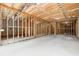 Spacious unfinished basement with exposed framing and concrete flooring at 923 Oak Dr, Woodstock, GA 30189