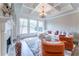 Gathering room with coffered ceiling, fireplace, and comfortable seating at 3960 Carissa Trce, Cumming, GA 30040