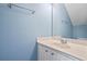 Simple bathroom with light blue walls and a white vanity at 1730 Stanwood Nw Dr, Kennesaw, GA 30152