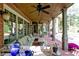 Relaxing covered patio with comfortable seating and ceiling fan at 2703 Thurleston Ln, Duluth, GA 30097