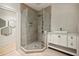 Modern bathroom with a large walk-in shower and white vanity at 2140 Meadowcliff Ne Dr, Atlanta, GA 30345