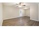 Living room with vinyl plank flooring and ceiling fan at 2910 Delowe Dr, Atlanta, GA 30344