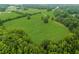 Aerial view of a large field with trees and a small house in the background at 1171 Rocky Creek Rd, Locust Grove, GA 30248