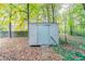 Metal storage shed in the backyard at 7047 Carolyn Cir, Lithia Springs, GA 30122