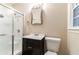 Clean bathroom with a shower/tub combo and updated vanity at 7047 Carolyn Cir, Lithia Springs, GA 30122