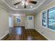 Living room with hardwood floors, recessed lighting and a ceiling fan at 2191 Miriam Ln, Decatur, GA 30032
