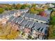Aerial view of townhome community with fall foliage at 226 Mclaren Gates Dr, Marietta, GA 30060