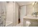 Clean bathroom with a shower/tub combo and updated vanity at 1198 Ashborough Se Ter # F, Marietta, GA 30067