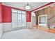 Red and white dining room with hardwood floors and views to living areas at 401 Highway 279, Fayetteville, GA 30214