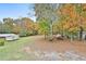 Large backyard with mature trees and shed at 401 Highway 279, Fayetteville, GA 30214