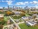 Aerial view of neighborhood with city skyline in background at 406 Elm Nw St, Atlanta, GA 30314