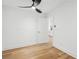 Bright bedroom with light oak floors and a ceiling fan at 1658 Hadlock Sw St, Atlanta, GA 30311