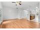 Spacious living room featuring hardwood floors and ceiling fan at 2357 Bayrose Cir # 57B, East Point, GA 30344