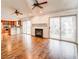 Spacious living area with hardwood floors, fireplace and kitchen island at 12 Rumson Ct, Smyrna, GA 30080