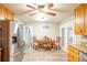 Eat-in kitchen with stainless steel appliances and wood cabinets at 680 Sherwood Dr, Jonesboro, GA 30236