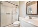 Clean bathroom with shower/tub combo, vanity and window at 2958 Applewood Ne Ct, Atlanta, GA 30345