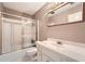 Bathroom with shower/tub combo, vanity and mirror at 2958 Applewood Ne Ct, Atlanta, GA 30345
