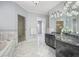 Primary bathroom with soaking tub, walk-in shower, and granite vanity at 5955 Tibor Nw Dr, Acworth, GA 30101