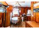 Dining area with wood paneling and table at 6055 Blackhawk Se Trl, Mableton, GA 30126