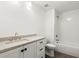 Basement bathroom with white subway tile and new vanity at 636 Ginger Cake Rd, Fayetteville, GA 30214