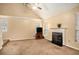 Living room with fireplace and vaulted ceiling at 4103 Kingship Dr, Ellenwood, GA 30294
