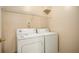 Laundry room with washer, dryer, and overhead shelving at 4103 Kingship Dr, Ellenwood, GA 30294