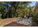 Stone patio with fire pit, surrounded by trees and fall leaves at 3766 Citation Dr, Decatur, GA 30034
